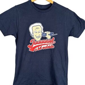 Bob Uecker Juuuust A Bit Outside Navy Blue Graphic T-Shirt Mens XS Baseball Tee